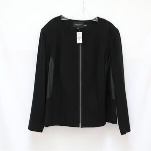 NWT Lafayette 148 Jacket black short stretch 22W size trendy moto new full zip